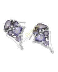 Tanzanite Stud Earrings 5 Stone Tanzanite And 925 Solid Sterling Silver Earrings