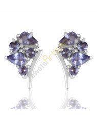 Tanzanite Stud Earrings 5 Stone Tanzanite And 925 Solid Sterling Silver Earrings