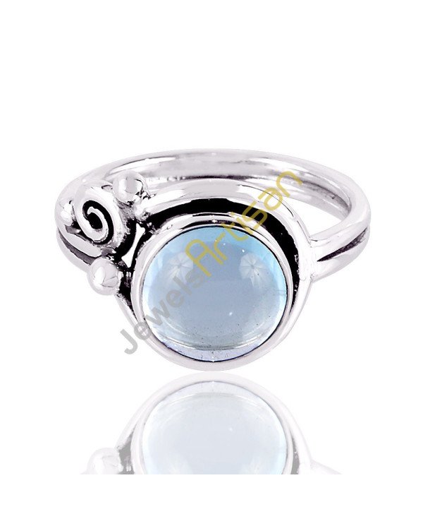 Blue Topaz Ring Cabochon Blue Topaz 925 Sterling Silver Handmade Ring