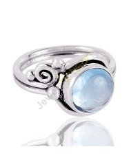 Blue Topaz Ring Cabochon Blue Topaz 925 Sterling Silver Handmade Ring