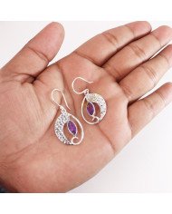 Amethyst Earring Handmade 925 Sterling Silver Dangle Drop Earring