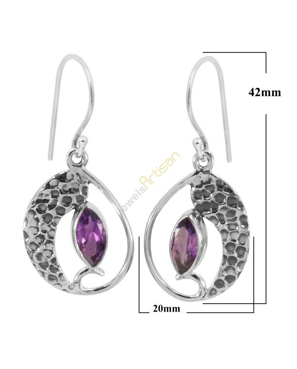 Amethyst Earring Handmade 925 Sterling Silver Dangle Drop Earring