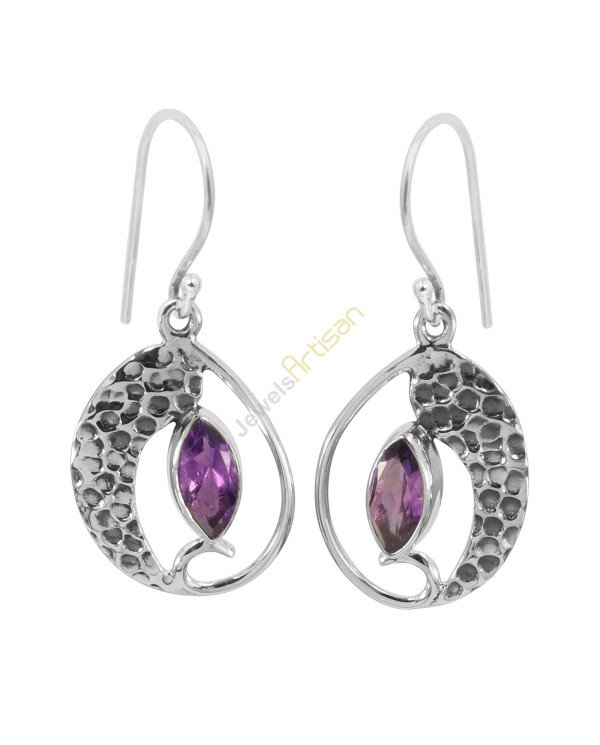 Amethyst Earring Handmade 925 Sterling Silver Dangle Drop Earring