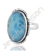 Larimar Gemstone 925 Solid Sterling Silver Women Designer Ring