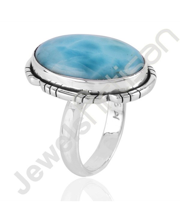 Larimar Gemstone 925 Solid Sterling Silver Women Designer Ring