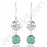 Light Green Quartz Hammered Design 925 Sterling Silver Drop Earring