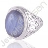 Blue Lace Agate Gemstone Designer Sterling Silver Ring For Men