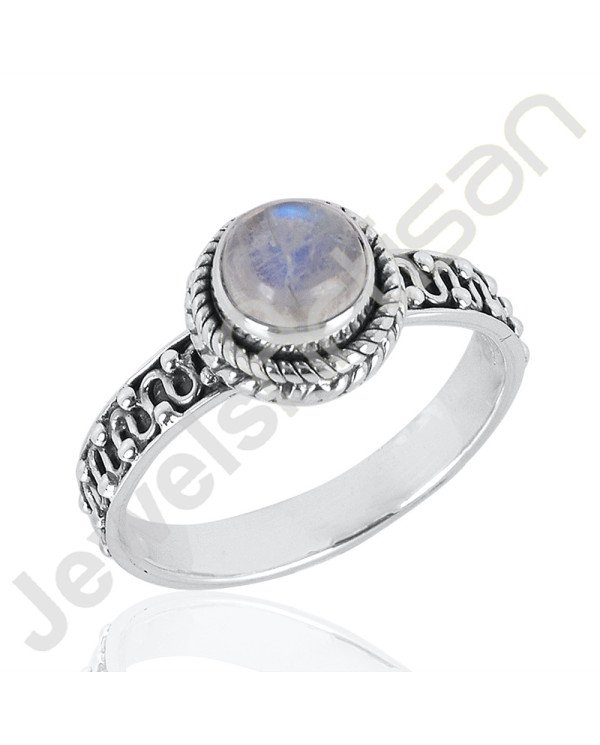 Natural Rainbow Moonstone Gemstone Ring 925 Sterling Silver Ring
