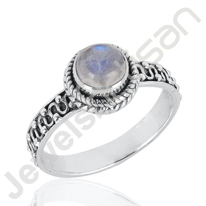 Rainbow Moonstone Gemstone Ring | 925 Sterling Silver Handmade Jewelry