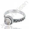 Natural Rainbow Moonstone Gemstone Ring 925 Sterling Silver Ring