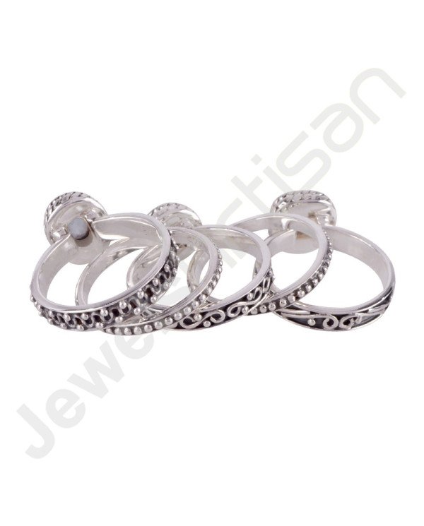 Citrine, Peridot and Blue Topaz Gemstone Stackable 925 Sterling Silver Ring