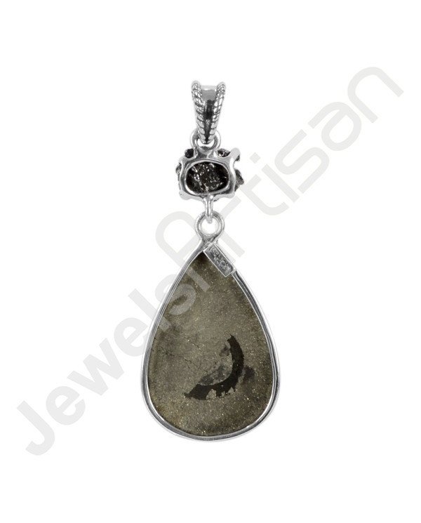 Pyrite Sun Pendant Meteorite Rare Stone Pendant 925 Silver Pendant