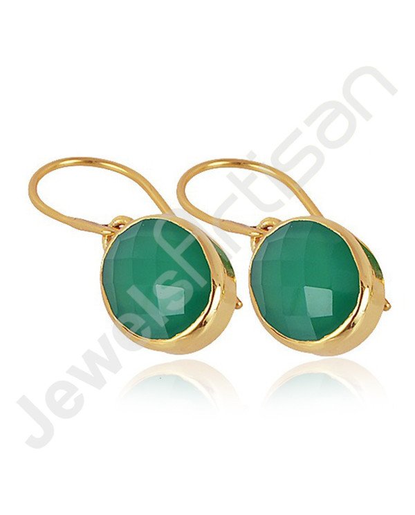 Green Onyx Earring 925 Sterling Silver Earring Gold Plated Dangle Drop Earring