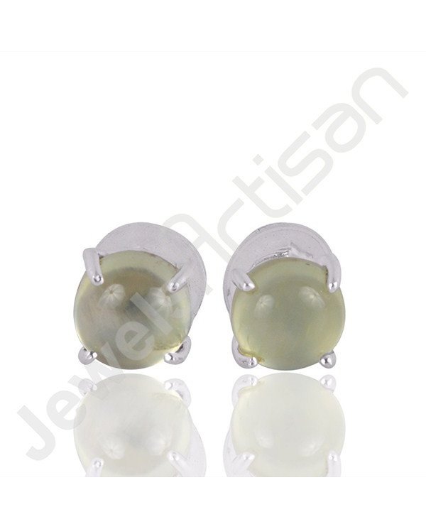 Prehnite Studs Earring 925 Sterling Silver Studs Earring