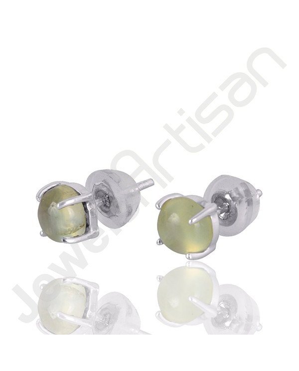 Prehnite Studs Earring 925 Sterling Silver Studs Earring