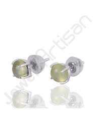 Prehnite Studs Earring 925 Sterling Silver Studs Earring