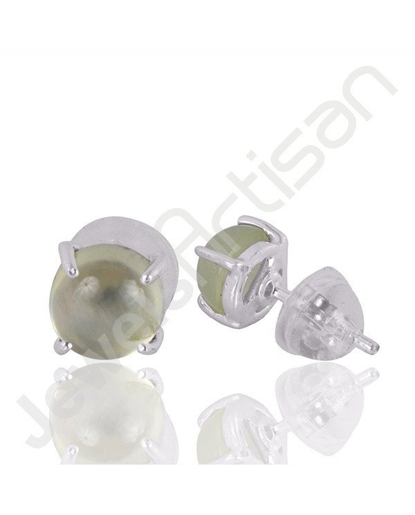 Prehnite Studs Earring 925 Sterling Silver Studs Earring
