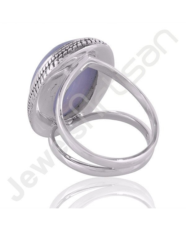 Blue Lace Agate Gemstone Sterling Silver Ring For Women's and Men's