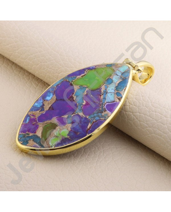 Turquoise Pendant 925 Solid Silver Pendant Gold Vermeil Statement Pendant Handcrafted Fashionable Pendant
