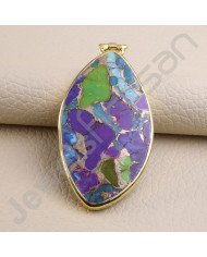 Turquoise Pendant 925 Solid Silver Pendant Gold Vermeil Statement Pendant Handcrafted Fashionable Pendant