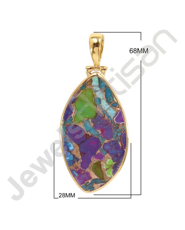 Turquoise Pendant 925 Solid Silver Pendant Gold Vermeil Statement Pendant Handcrafted Fashionable Pendant