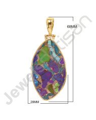 Turquoise Pendant 925 Solid Silver Pendant Gold Vermeil Statement Pendant Handcrafted Fashionable Pendant
