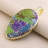Turquoise Pendant 925 Solid Silver Pendant 1 Micron Gold Plated Pendant Silver Statement Pendant Handcrafted Pendant