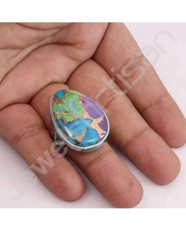 Turquoise Ring 925 Sterling Silver Ring Handcrafted Silver Ring Statement Silver Ring  Turquoise Gemstone Ring