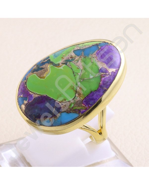 Turquoise Ring 925 Solid Silver Ring Gold Plated Ring Statement Silver Ring Handcrafted Silver Ring