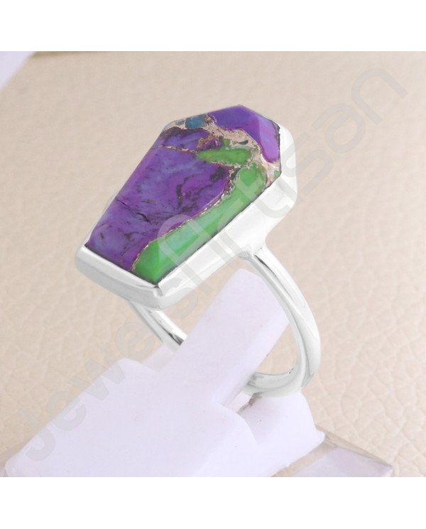 Turquoise Ring 925 Sterling Silver Ring Coffin Designed Handcrafted Silver Ring Statement Silver Ring  Turquoise Gemstone Ring