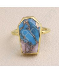 Turquoise Ring 925 Sterling Silver Ring Coffin Designed Handcrafted Silver Ring Turquoise Gemstone Ring Statement Silver Ring