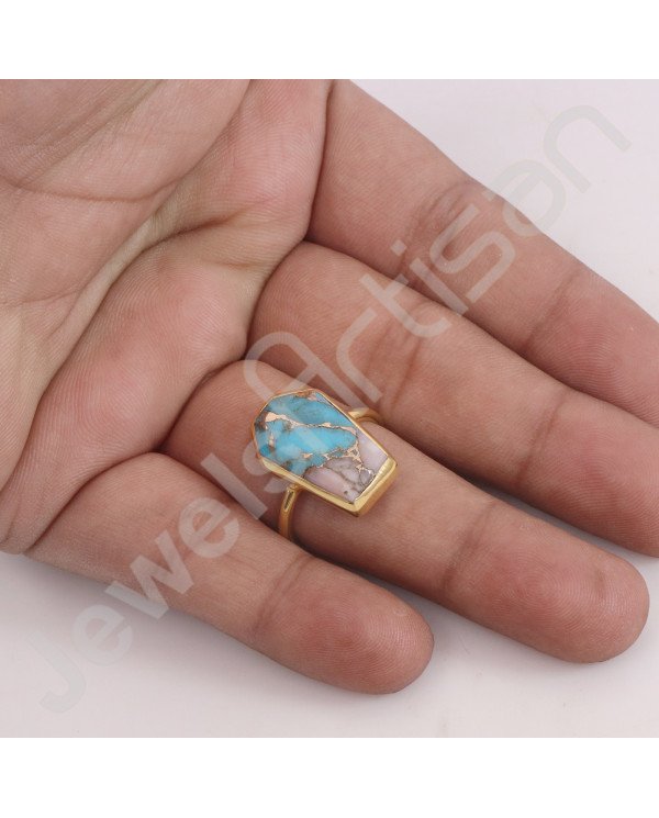Turquoise Ring 925 Sterling Silver Ring Coffin Designed Handcrafted Silver Ring Turquoise Gemstone Ring Statement Silver Ring