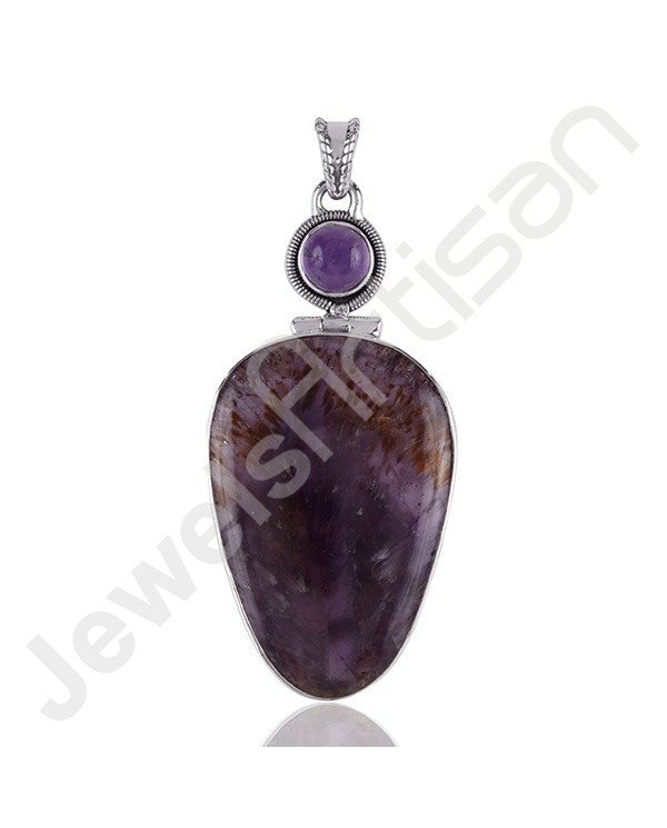 Amethyst Pendant Citrine Pendant 925 Sterling Silver Pendant Designer Pendant Two Stone Statement Pendant Necklace