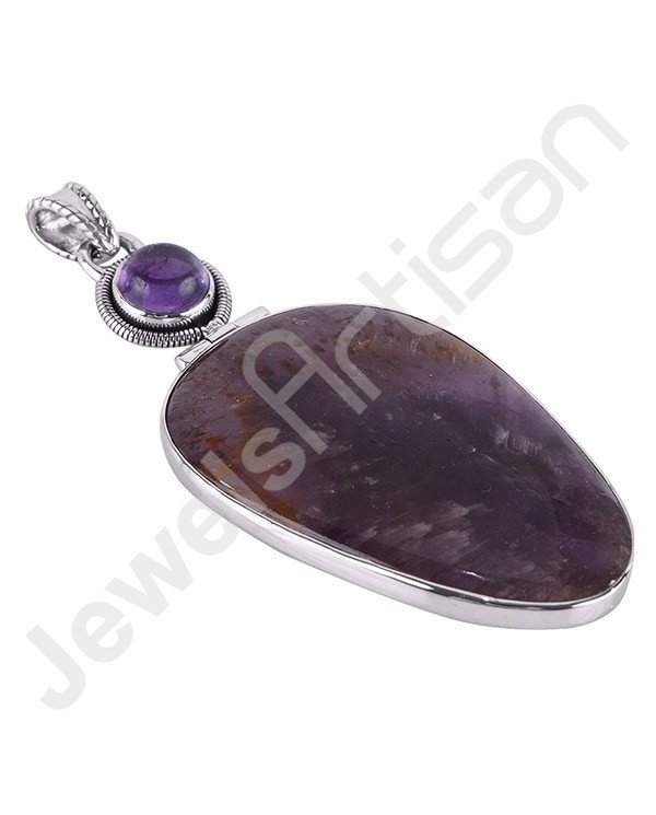 Amethyst Pendant Citrine Pendant 925 Sterling Silver Pendant Designer Pendant Two Stone Statement Pendant Necklace