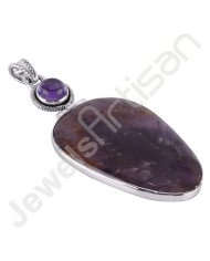 Amethyst Pendant Citrine Pendant 925 Sterling Silver Pendant Designer Pendant Two Stone Statement Pendant Necklace
