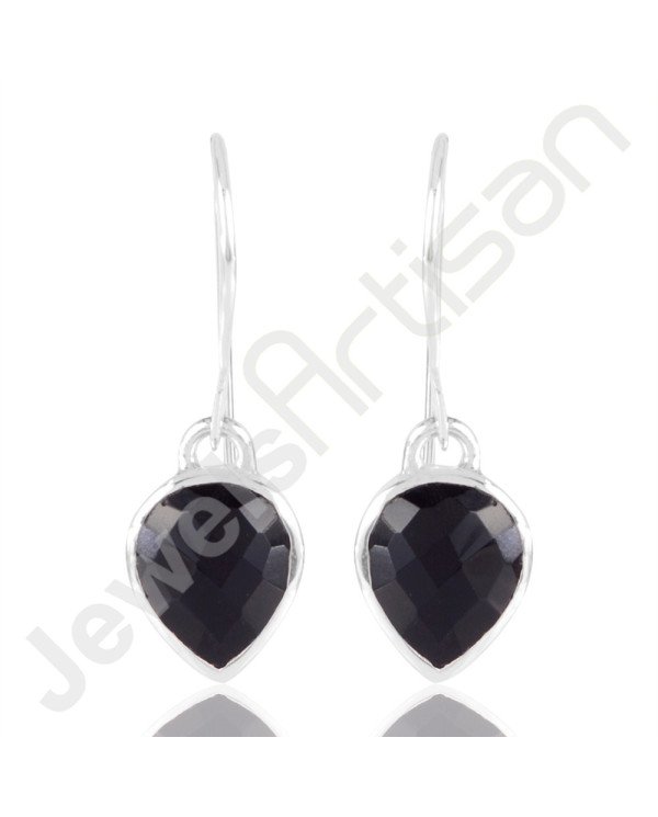 Black Stone Earring 925 Sterling Silver Earring Dangle Drop Earring Fashionable Earring Handcrafted Earring
