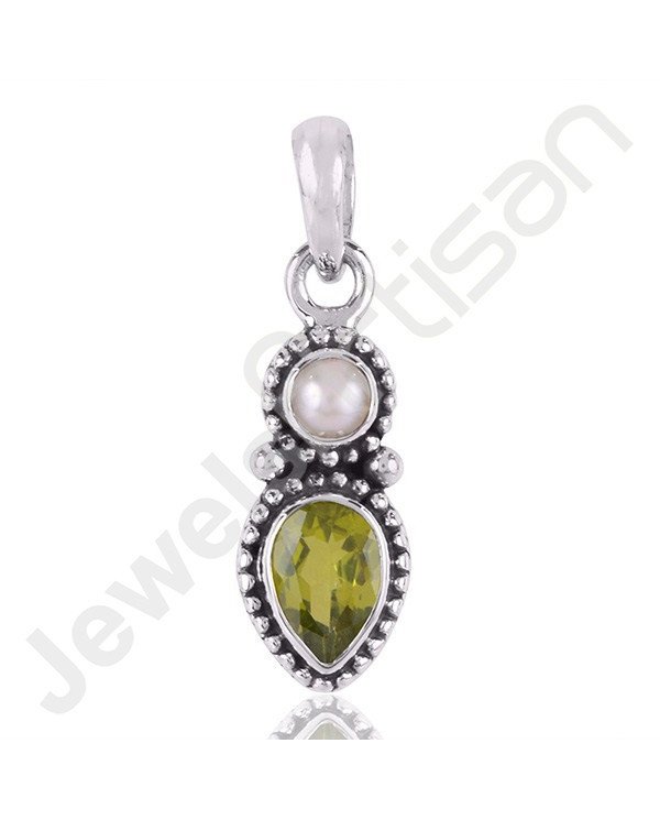 Peridot Pendant Pearl Pendant 925 Sterling Silver Pendant Drop Designer Pendant Handcrafted Pendant