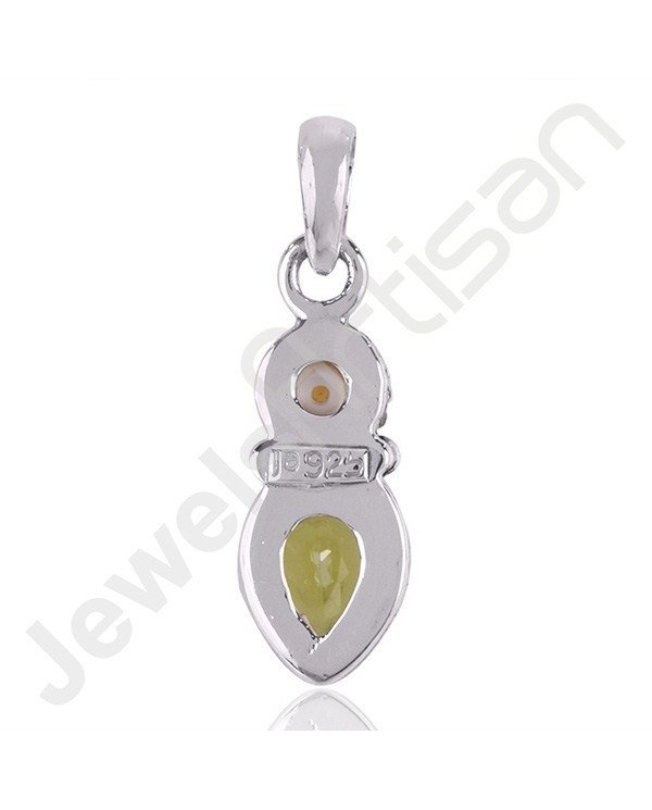 Peridot Pendant Pearl Pendant 925 Sterling Silver Pendant Drop Designer Pendant Handcrafted Pendant