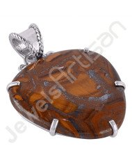 Tiger Eye Pendant 925 Sterling Silver Pendant Silver Statement Pendant Tiger Eye Gemstone Pendant for Necklace