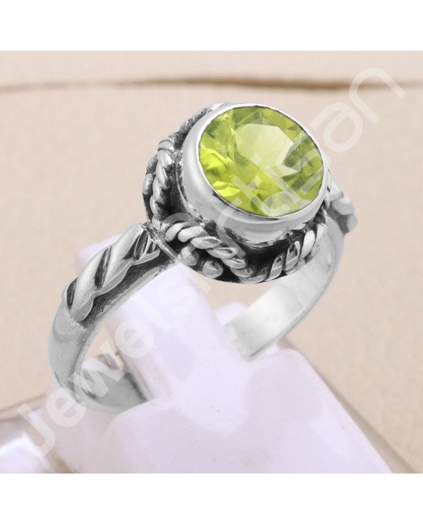 Peridot Ring 925 Sterling Silver Ring Solitaire Silver Ring Handcrafted Silver Ring Designer Silver Ring