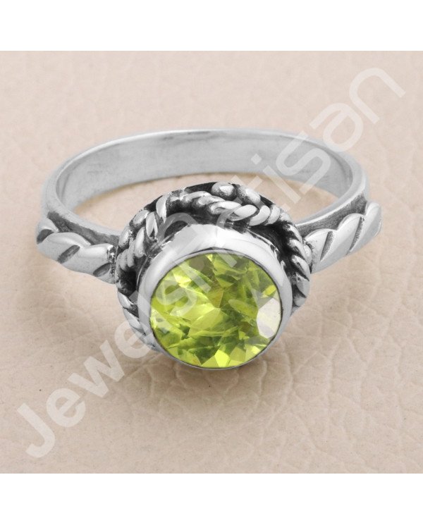 Peridot Ring 925 Sterling Silver Ring Solitaire Silver Ring Handcrafted Silver Ring Designer Silver Ring