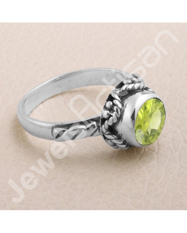 Peridot Ring 925 Sterling Silver Ring Solitaire Silver Ring Handcrafted Silver Ring Designer Silver Ring