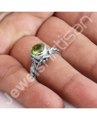 Peridot Ring 925 Sterling Silver Ring Solitaire Silver Ring Handcrafted Silver Ring Designer Silver Ring