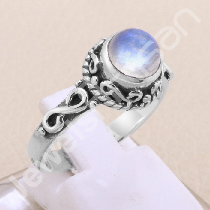 925 Sterling Silver Rainbow Moonstone Ring | Handmade Gemstone Jewelry