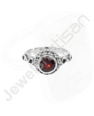 Garnet Ring 925 Sterling Silver Ring Garnet Solitaire Silver Ring Handcrafted Silver Ring January Birthstone Ring