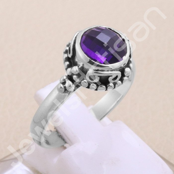 Amethyst ring 925 sterling silver ring silver handmade solitaire ring.
