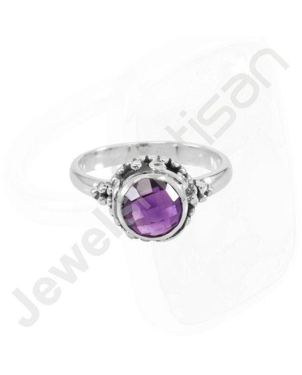 Amethyst Ring 925 Sterling Silver Ring Amethyst Solitaire Silver Ring Handcrafted Silver Ring February Birthstone Ring
