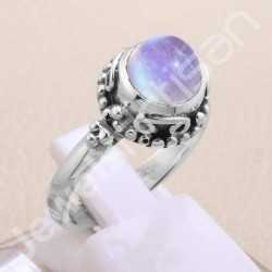 Rainbow Moonstone Ring 925 Sterling Silver Ring Rainbow Moonstone Solitaire Ring Traditional Indian Design Ring Handcrafted Ring