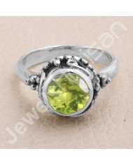 Peridot Ring 925 Sterling Silver Ring Peridot Solitaire Silver Ring Handcrafted Silver Ring Traditional Designer Silver Ring