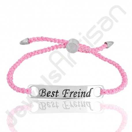 Pink glass bracelet 925 sterling silver bracelet cord stylish bracelet